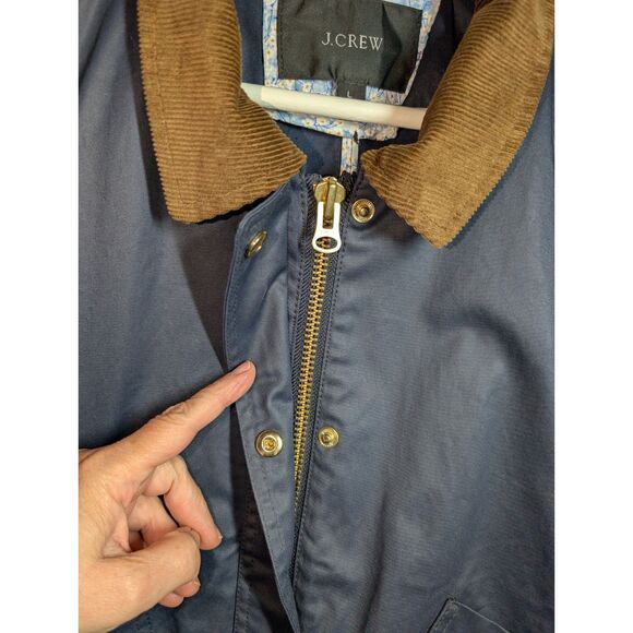 J.Crew Navy Barn Jacket with Liberty Floral Print Fabric, Women's Size L - Picture 8 of 16